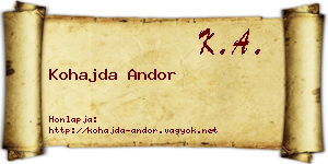 Kohajda Andor névjegykártya