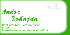 andor kohajda business card